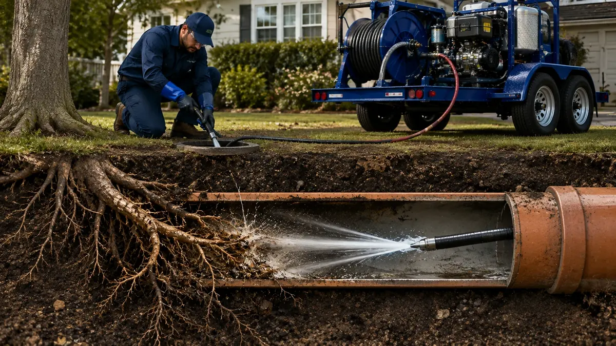 Tree Root Removal with Hydro Jetting in Union City